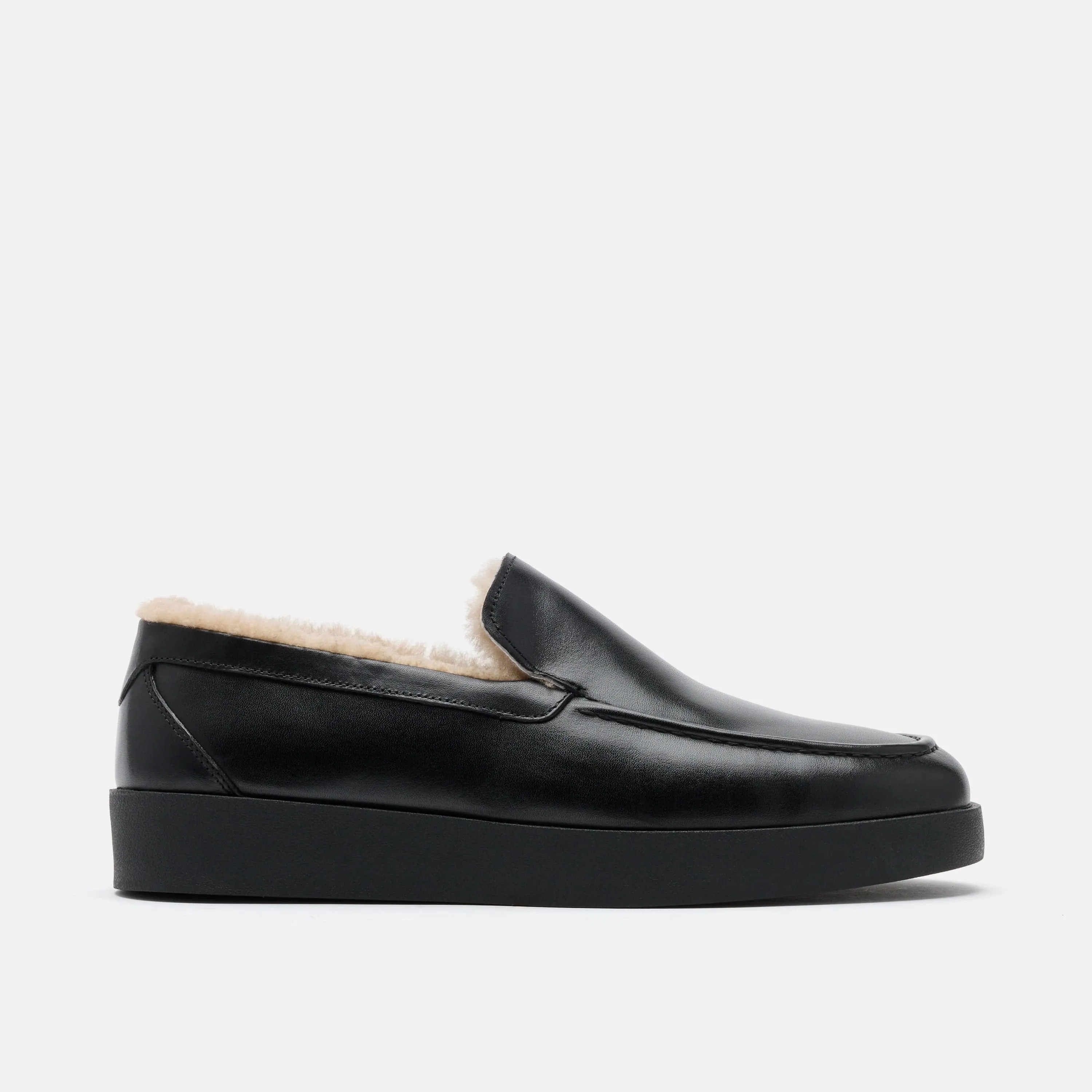 Best Loafers For Narrow Feet Remy Black Leather and Shearling Loafers