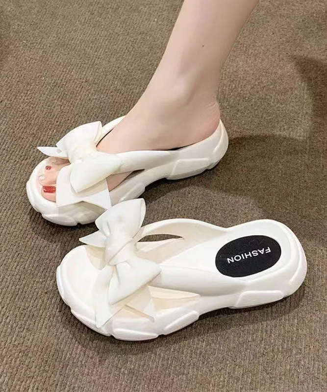 Mink Slides Fashion Bow Splicing Slippers Shoes Rose Peep Toe AA020
