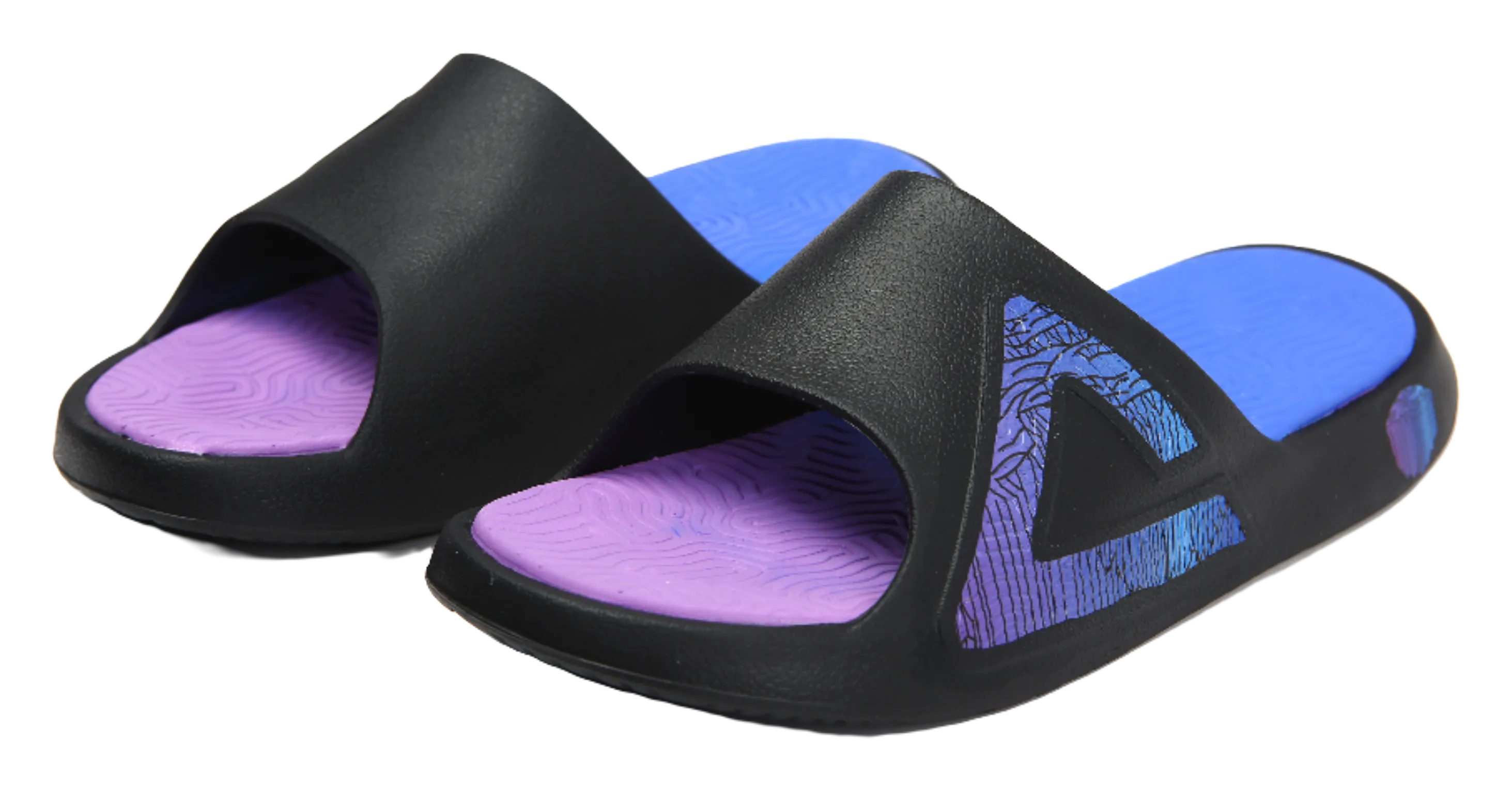 Fuzzy Tall Slippers PEAK Tai Ji2.0 EVA Quiet Slip Resistant Abrasion Resistant Slide Slippers Men's Black Purple