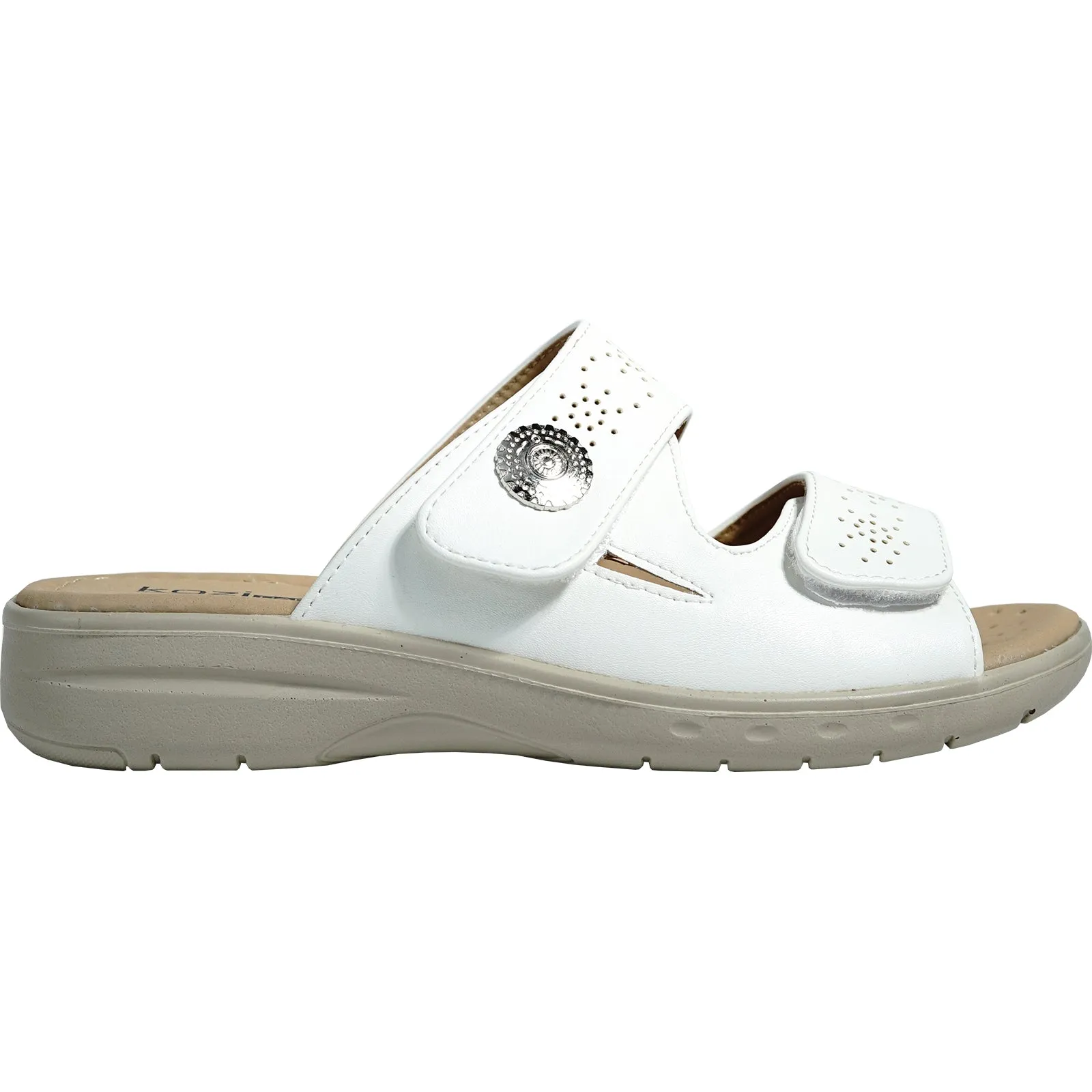 Japanese Wooden Sandals kozi Women Sandal OY5125 Comfort Wedge Sandal White