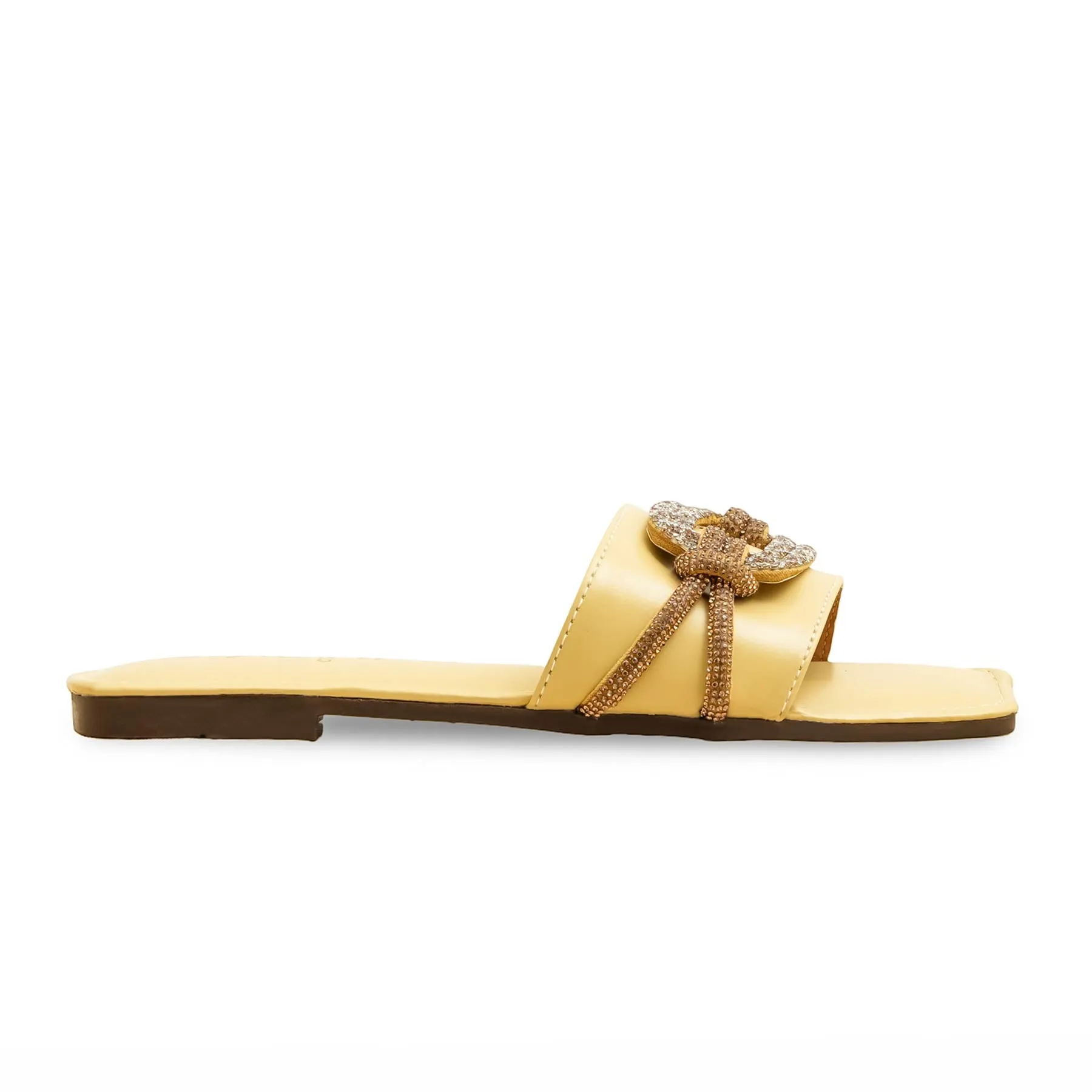 Fawn Casual Slipper For Women CL2089 Flat Gold Bridal Shoes