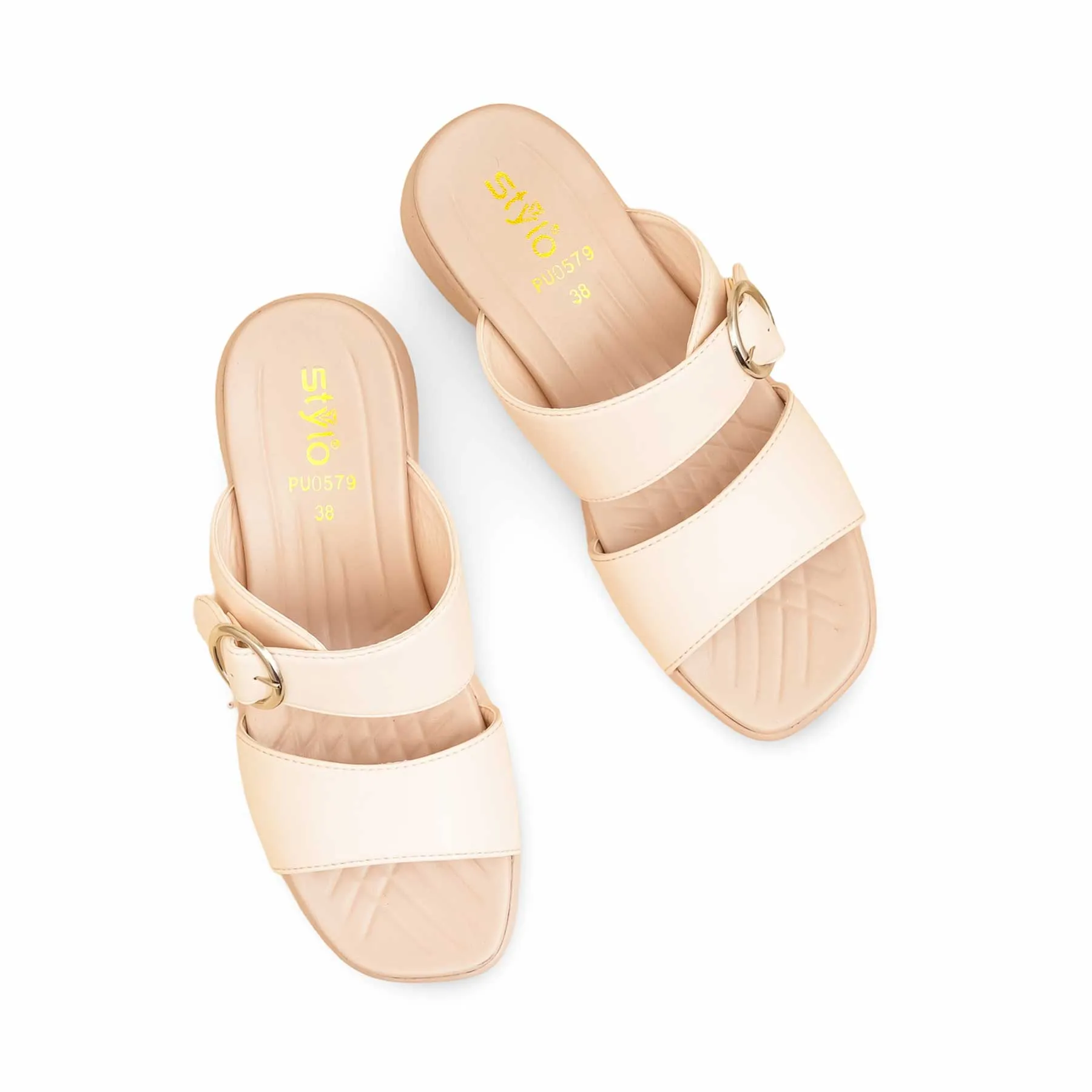 Fawn Formal Slipper For Ladies PU0579 Knit Slippers With Leather Sole