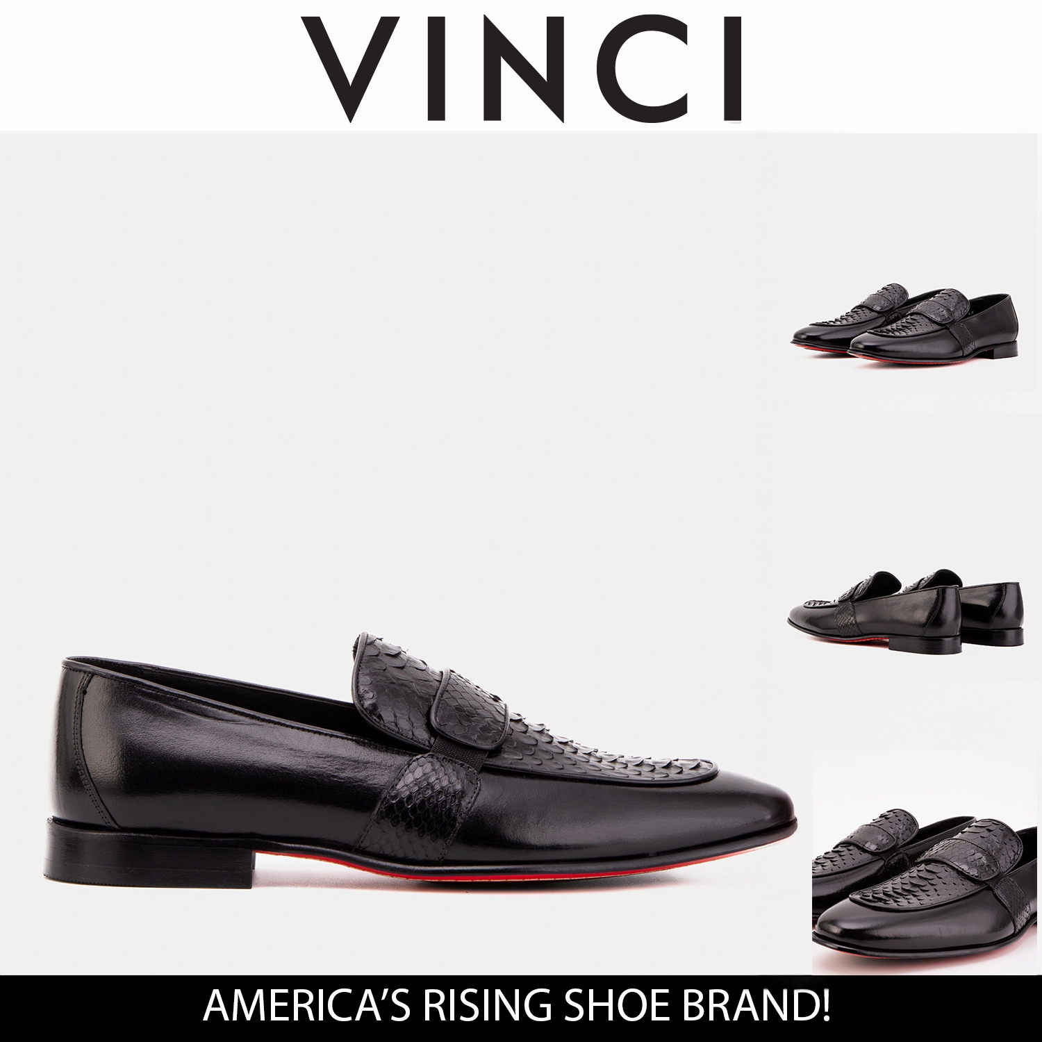 Nice Dress Shoes Brands The Dorian Black Python & Baby Buffalo Leather Loafer Men Shoe