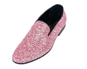 Pink Sparkle Slip On Men's  Shoes Felt Slippers With Rubber Soles