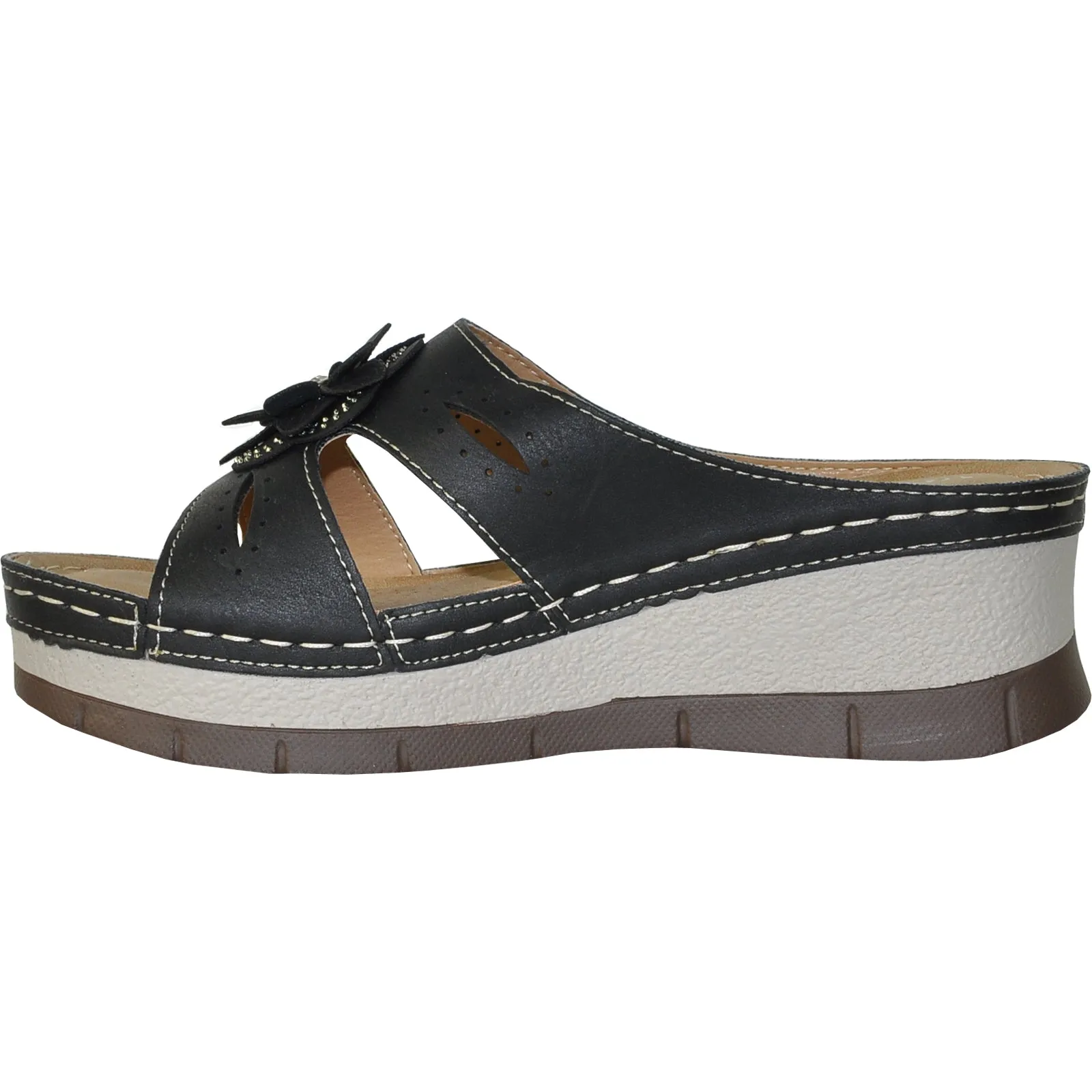 VANGELO Women Sandal DESTINY Wedge Sandal Black Sandals Com