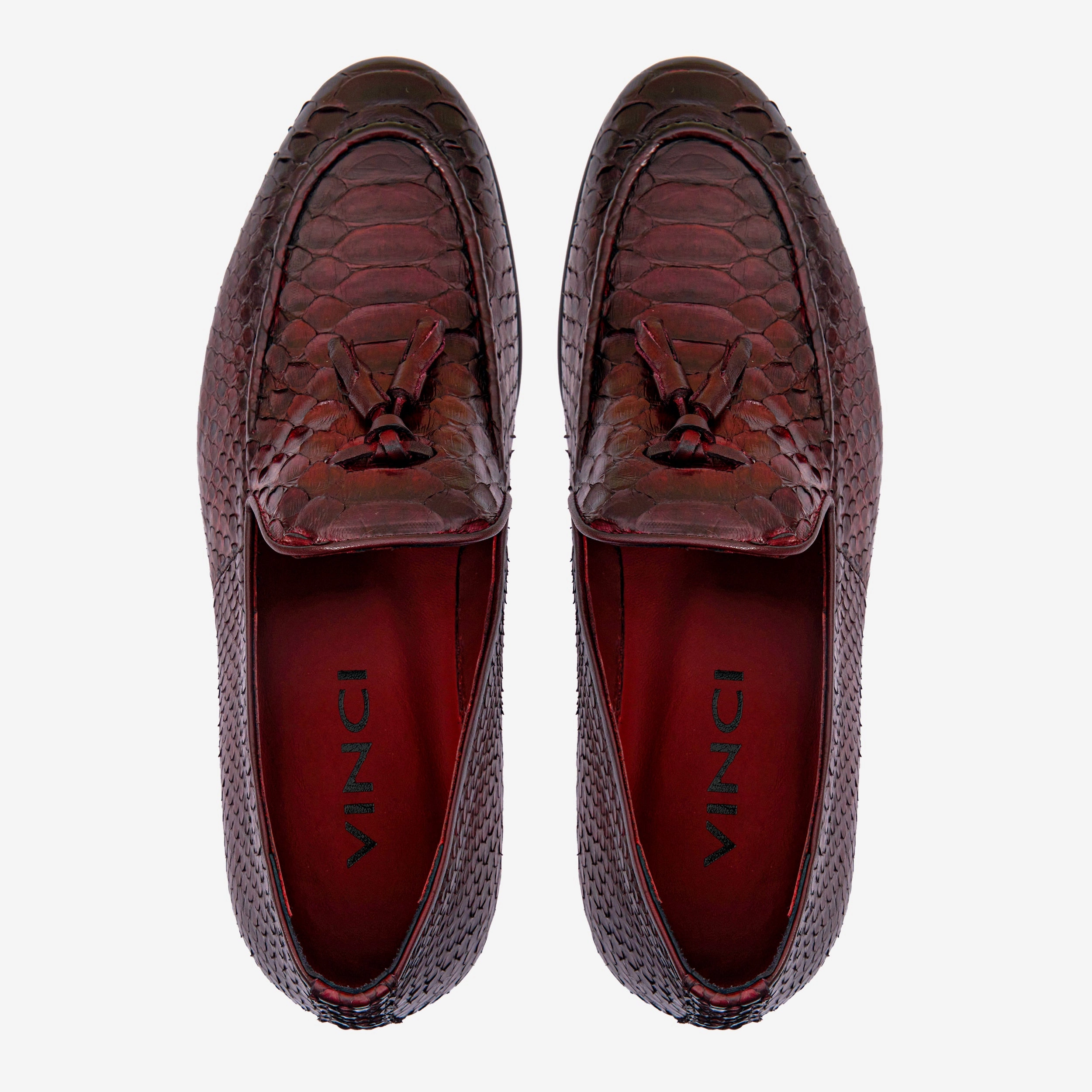 The Bethesda Burgundy Pyhtn Skin Leather Tassel Loafer Men Shoe Size 6 Dress Shoes