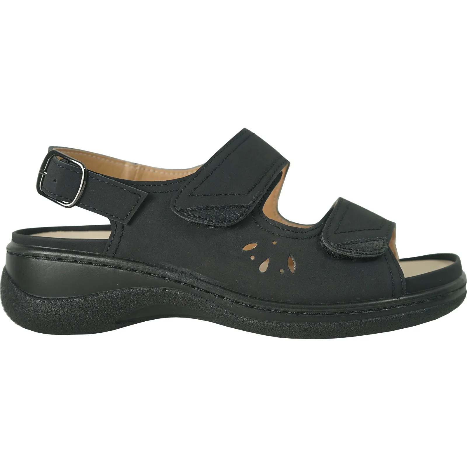 Sandals Definition KOZI Women Comfort Casual Sandal OY3102 Wedge Sandal Black  Replaceable Orthopedic Footbed