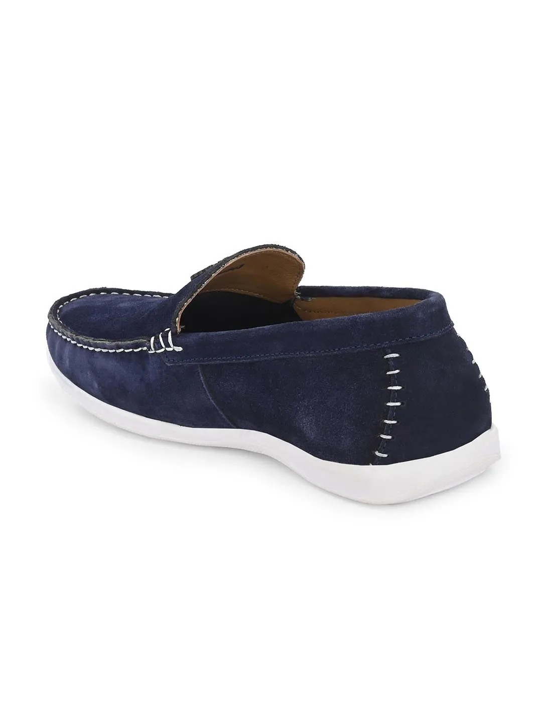 Penny Loafers Outfit Genuine Navy Suede Leather Impact Technolog Slip On For Men