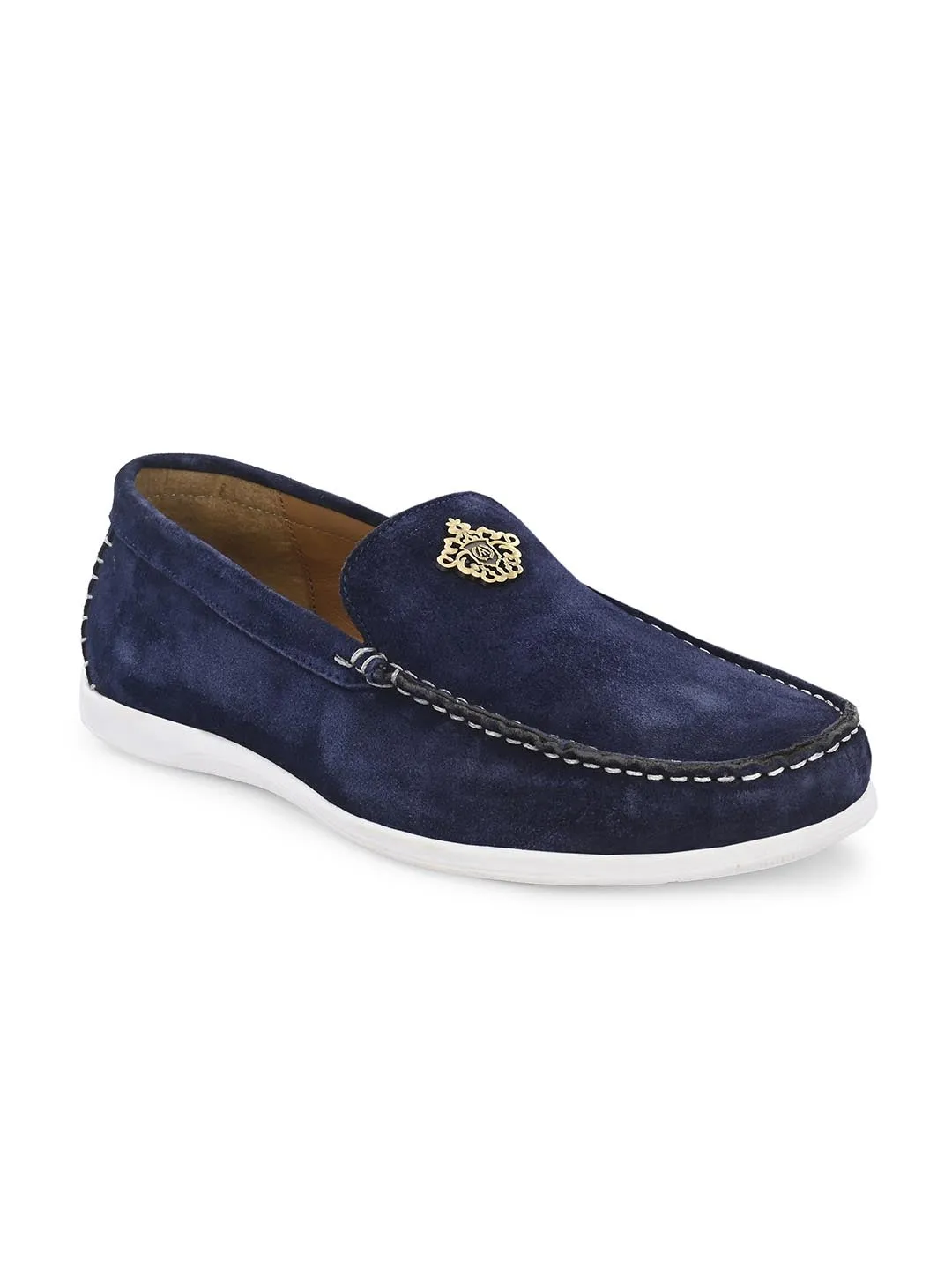 Genuine Navy Suede Leather Impact Technolog Slip On For Men Loafers & Slip-on