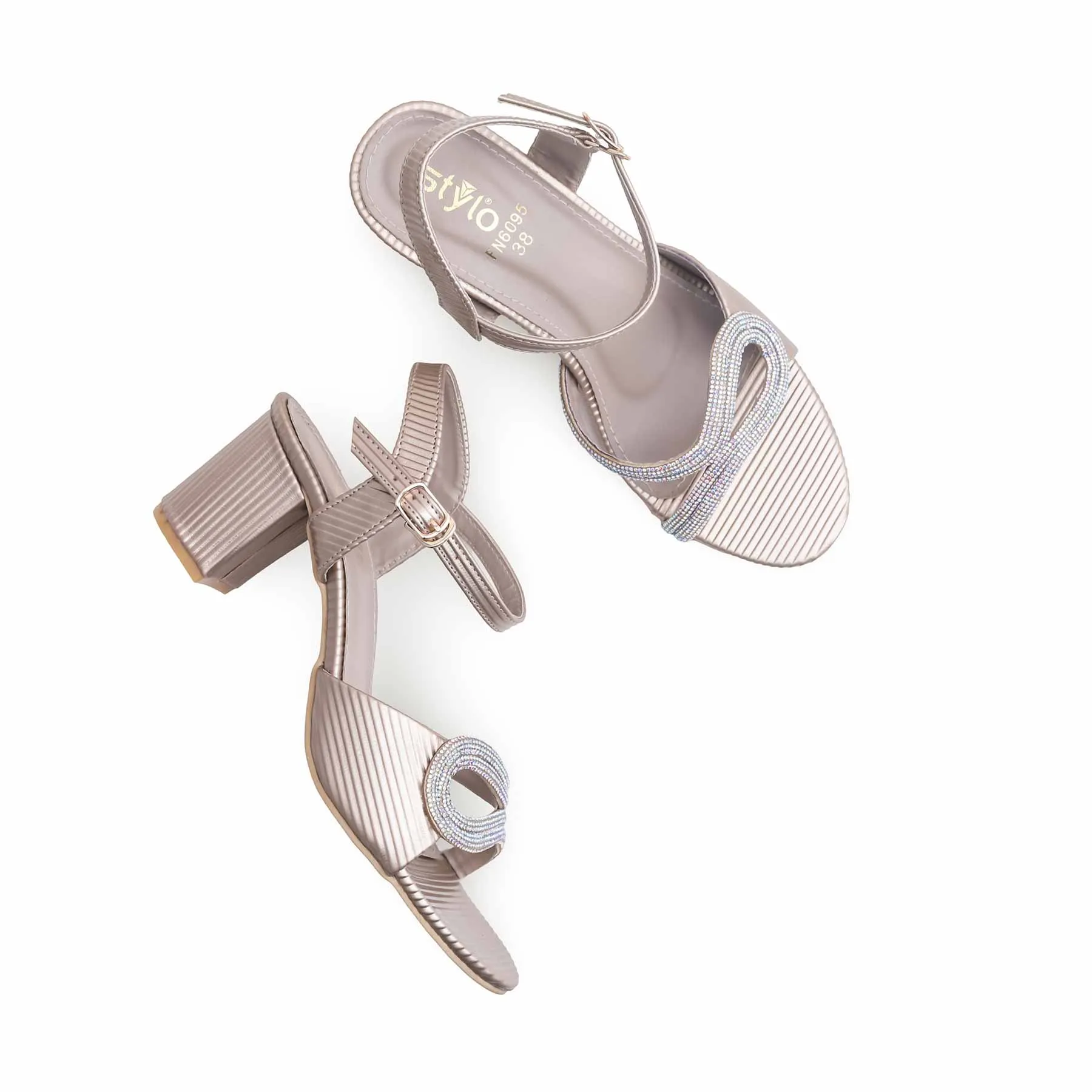 Golden Fancy Sandal for Women FN6095 Ankle Cuff High Heels