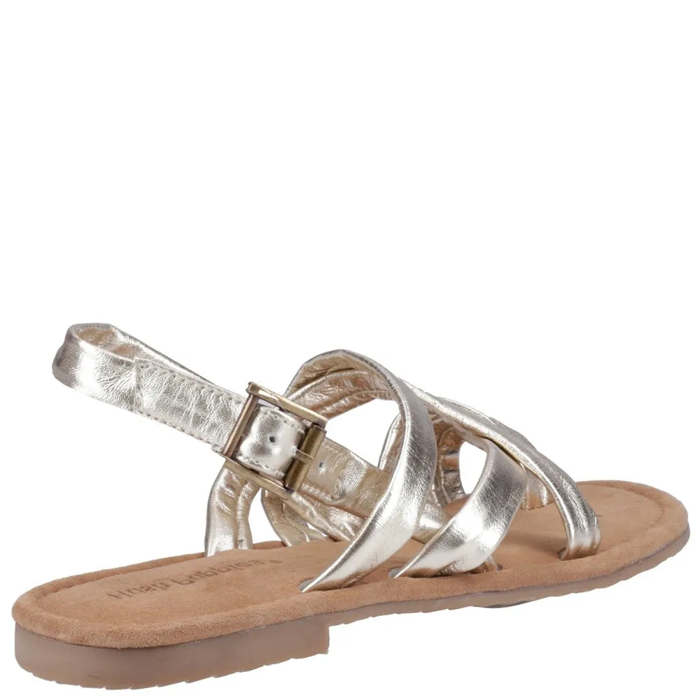 Gold Hope Sandals Flat Shoes With Strap Around Ankle