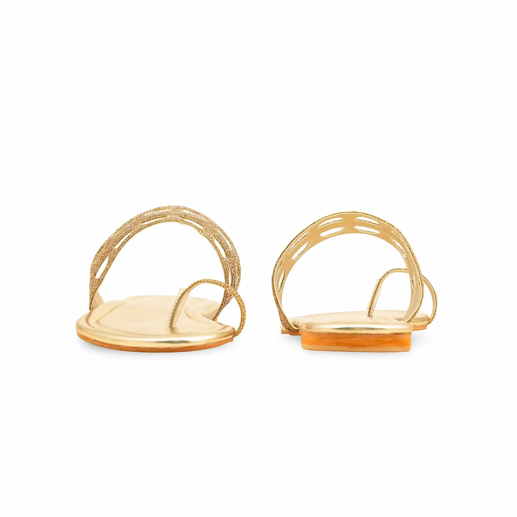 Golden Fancy Chappal For Women FN0816