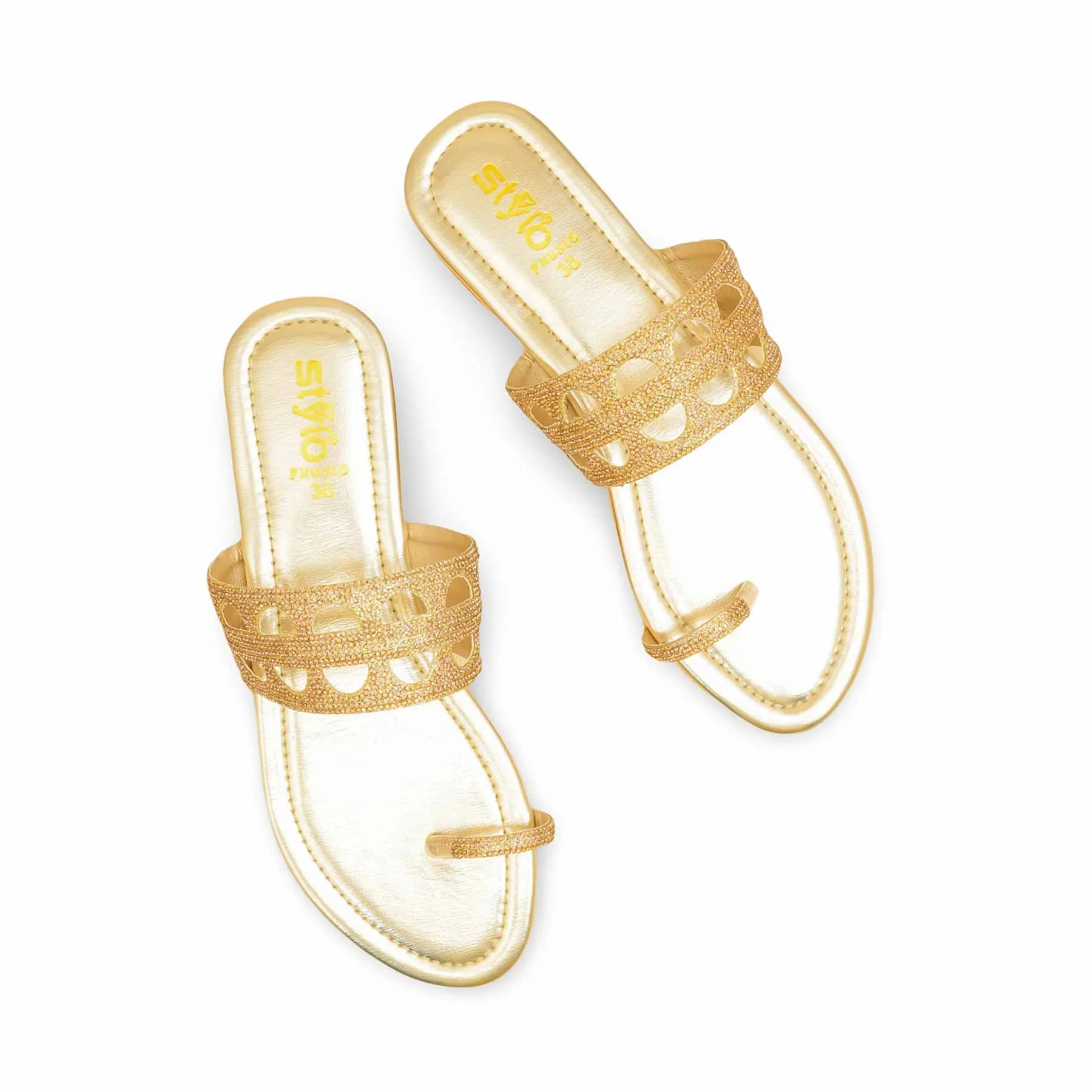 Golden Fancy Chappal For Women FN0816 Minimalist Running Shoes