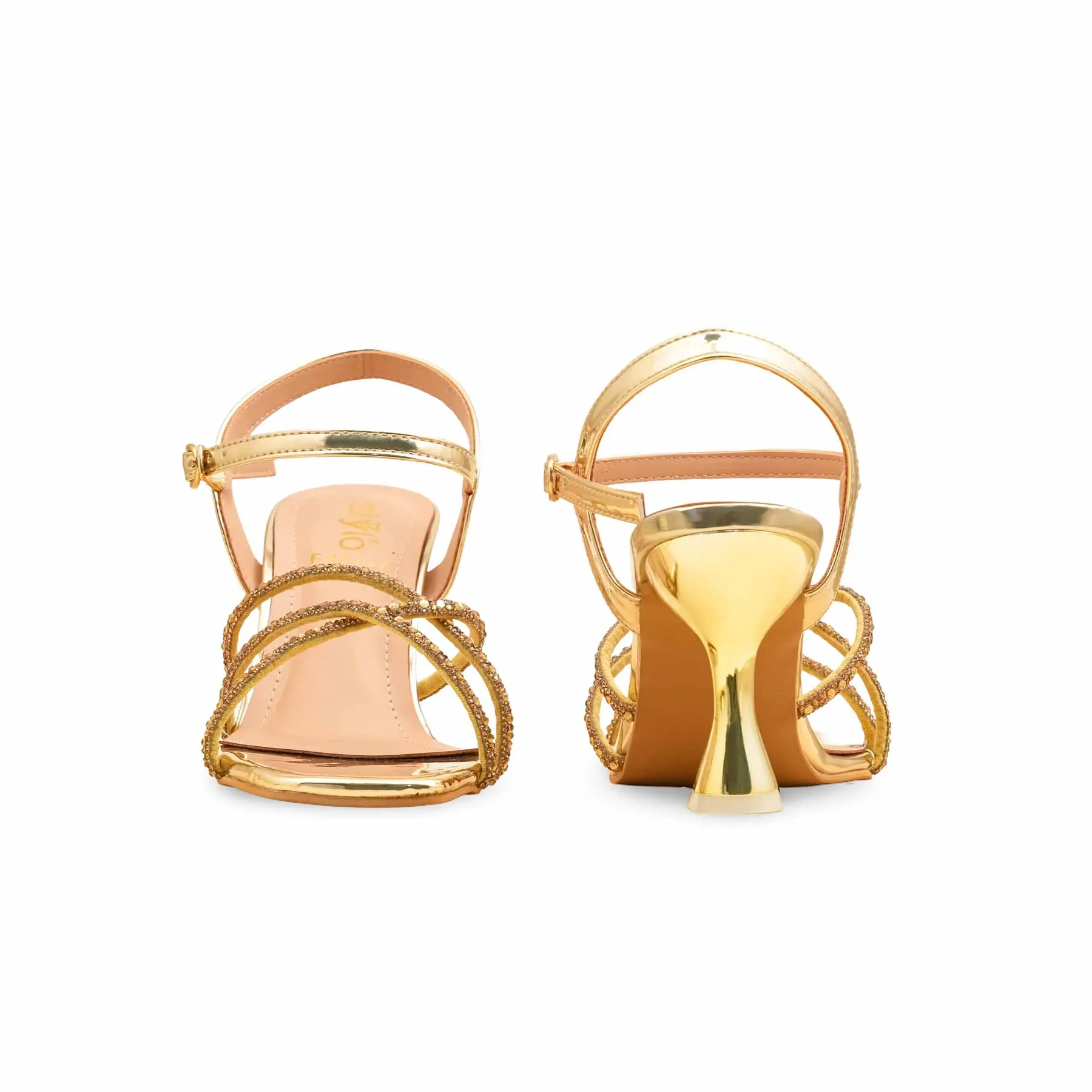 Golden Fancy Sandal For Women FN6197 Flats That Look Like High Heels