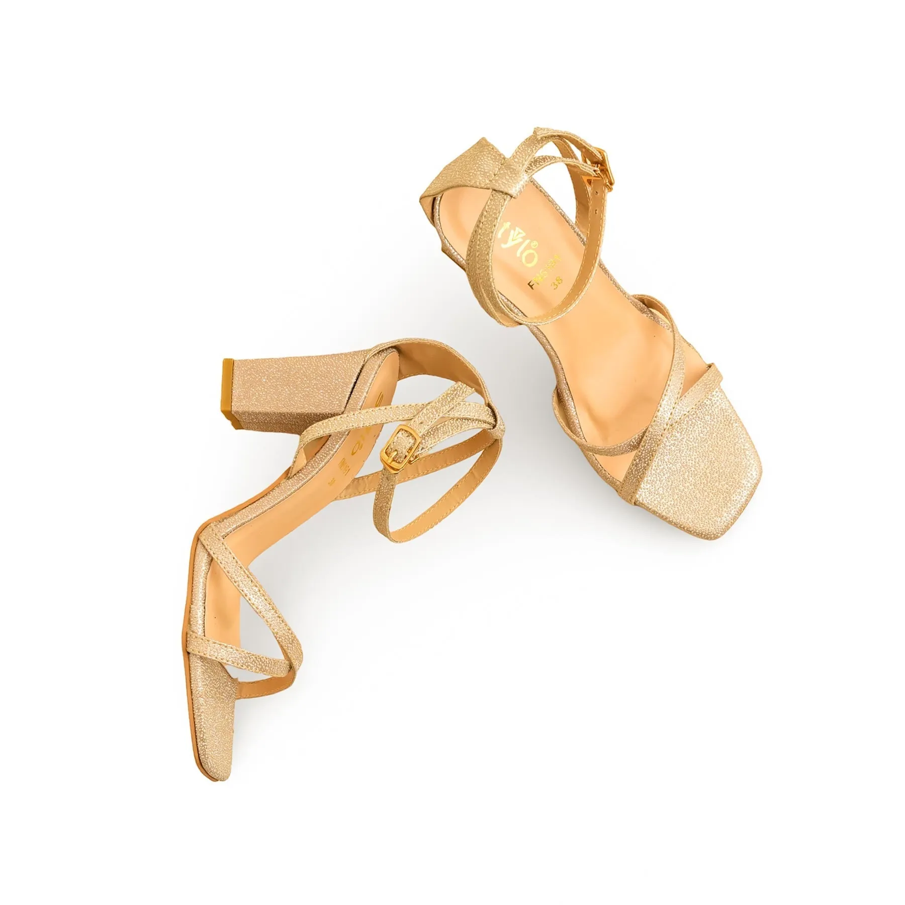 Memes About High Heels Golden Fancy Women Sandal FN6191