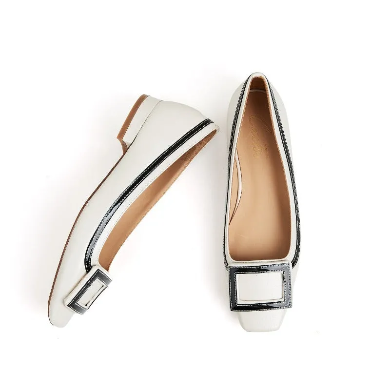 Embellished Flat Wedding Shoes Adeline Buckle Slip-on Women Leather Ballet Flats