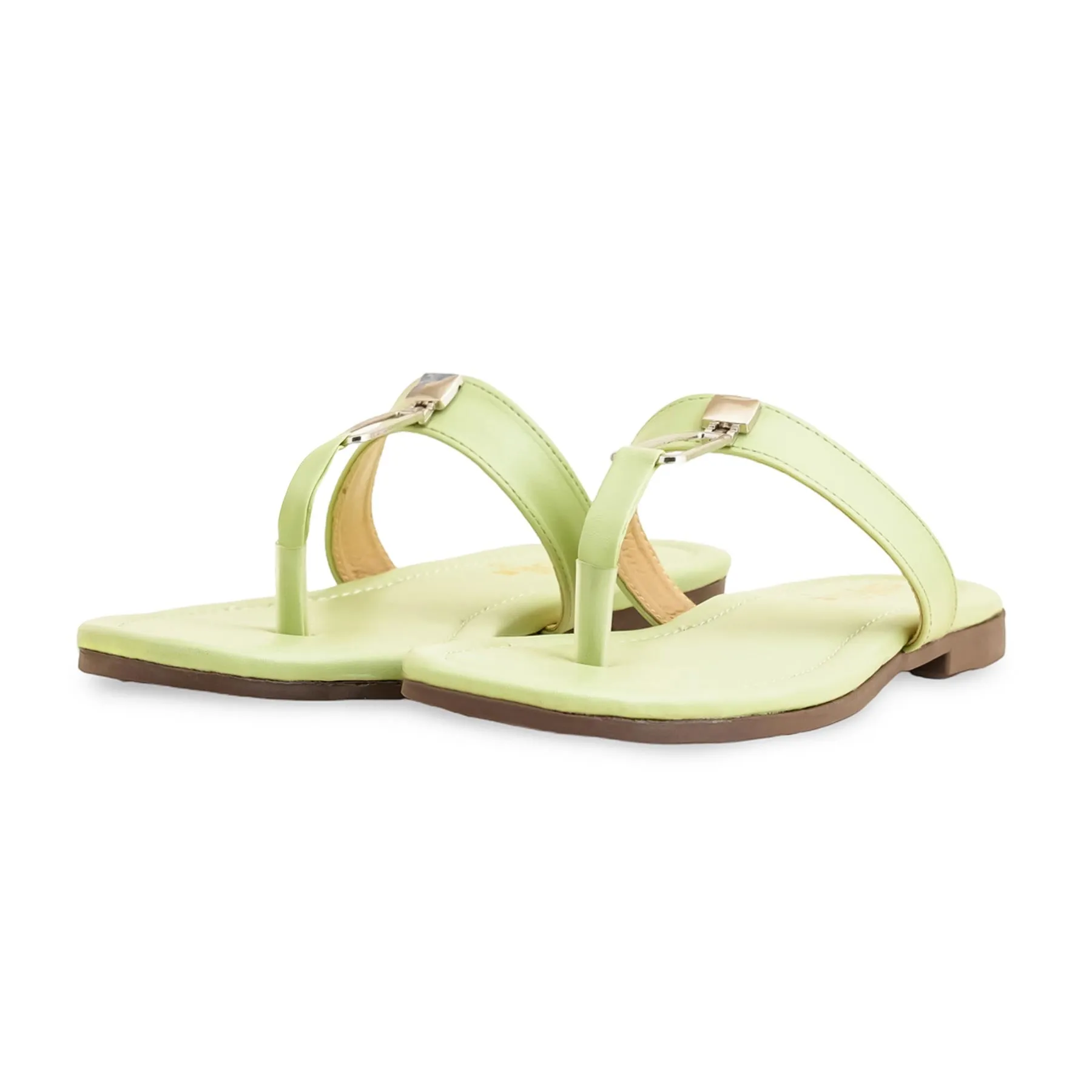 Green Casual Women Chappal  CL2082 Qupid Shoes Flats
