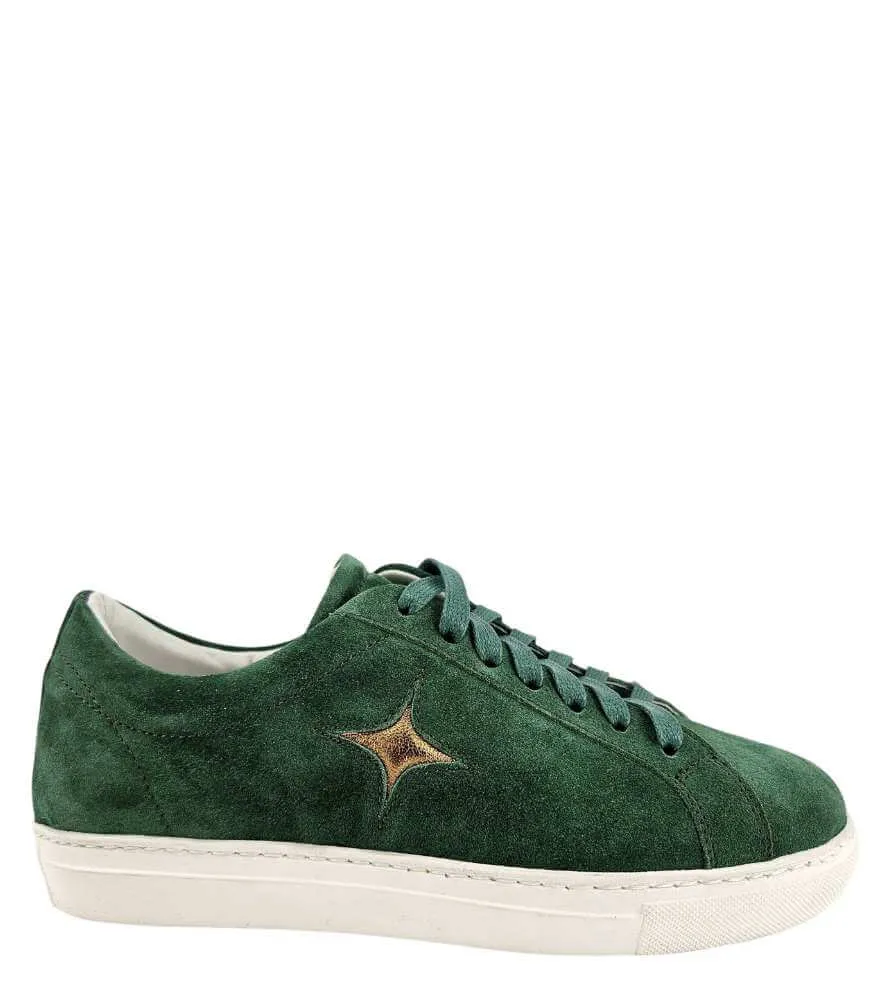 Green Suede Sirius Star Womens Sneaker Sneakers No Laces Velcro