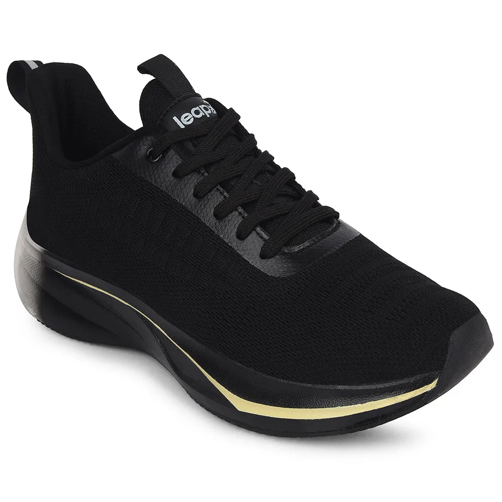 Best Shoes To Run On Treadmill Leap7x Black Sports Lacing Running Shoes For Men ROASTER-1E By Liberty