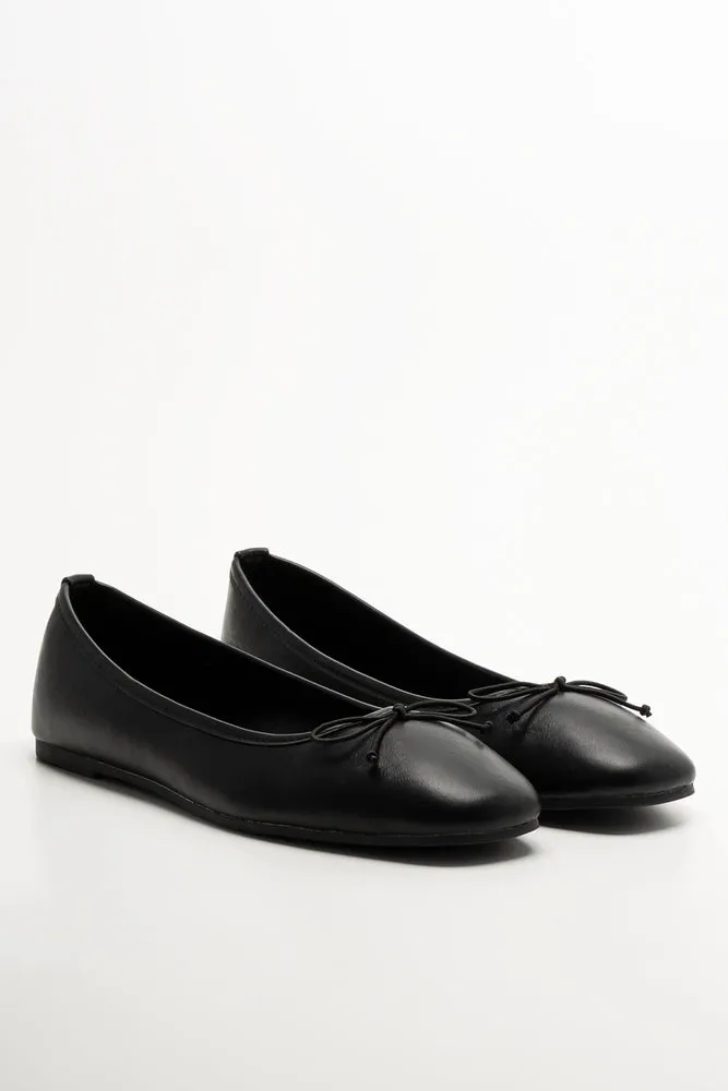 Square Toe Ballerina Pumps Black Flat Earth Shoes