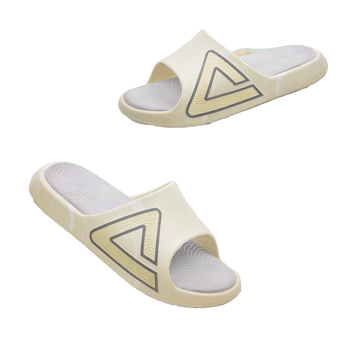 Leather Sole Slippers PEAK Tai Ji1.0 Quiet Slip Resistant Cushioning Slide Slippers Unisex Gray Beige White