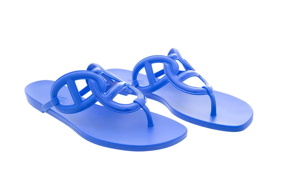 Herms Blue Egerie Sandals SZ 40 Sandals With Support