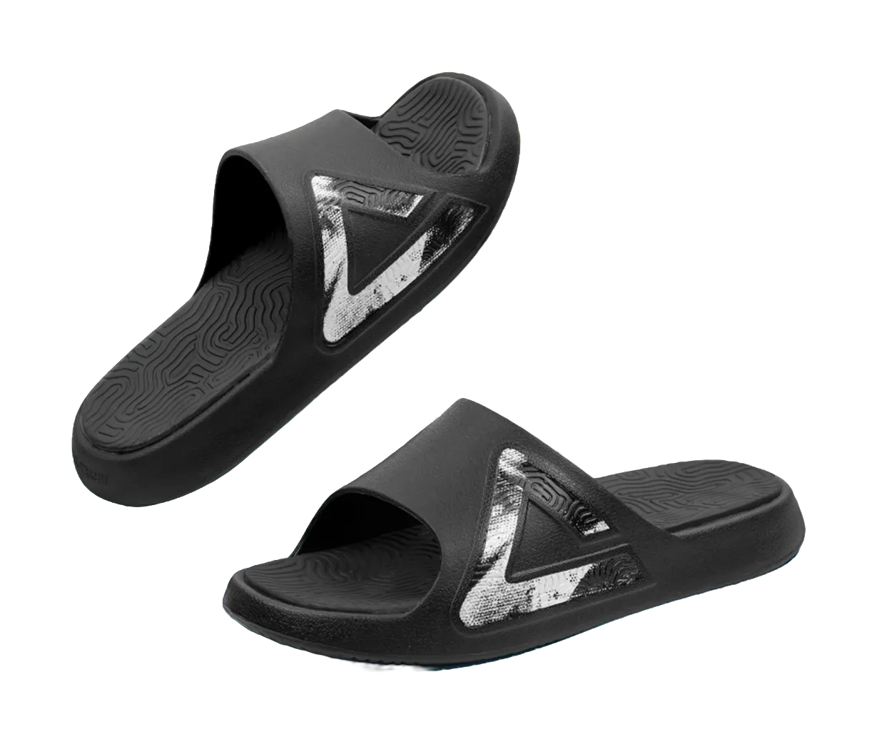 Slides With Bow PEAK Tai Ji1.0 Cushioning Slip Resistant Abrasion Resistant Quiet Slide Slippers Unisex Black Gray