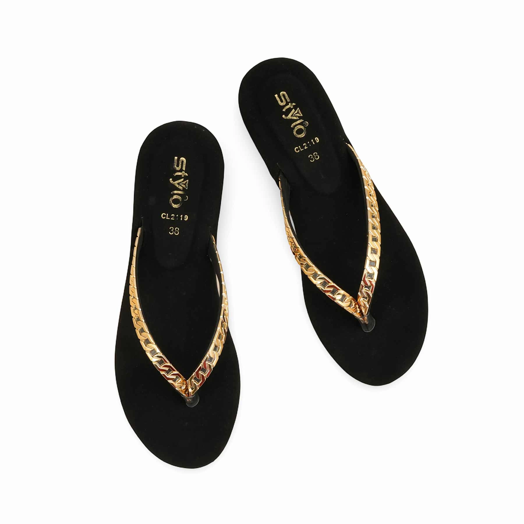 Black Casual Chappal For Women CL2119