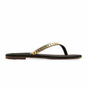 Chain Flat Shoes Black Casual Chappal For Women CL2119