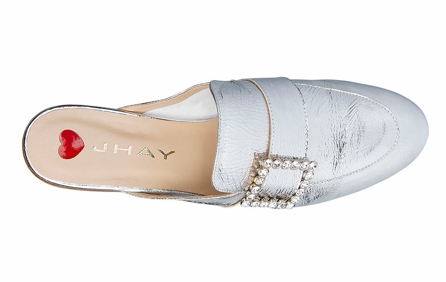 Hay Piaf Silver Penny Loafers Size 14