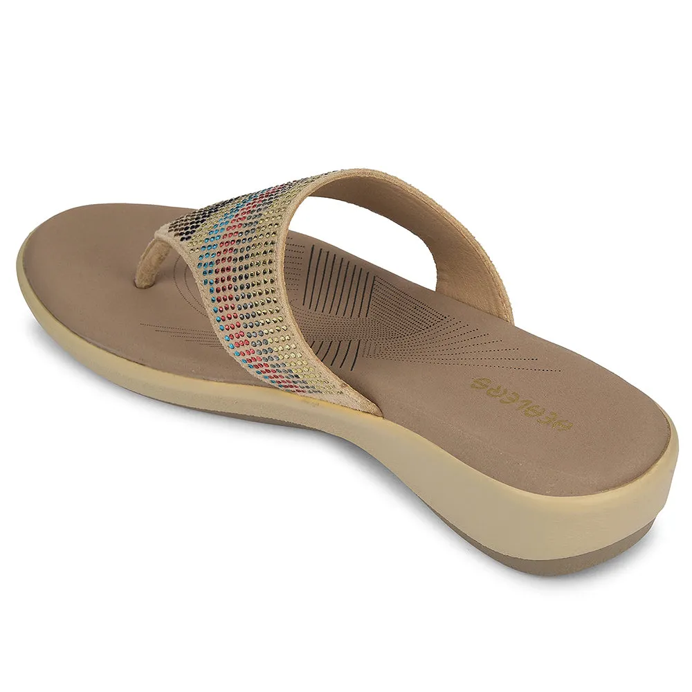 Healers Beige Casual Heeled Sandal For Women JFL-69 By Liberty White Newborn Sandals