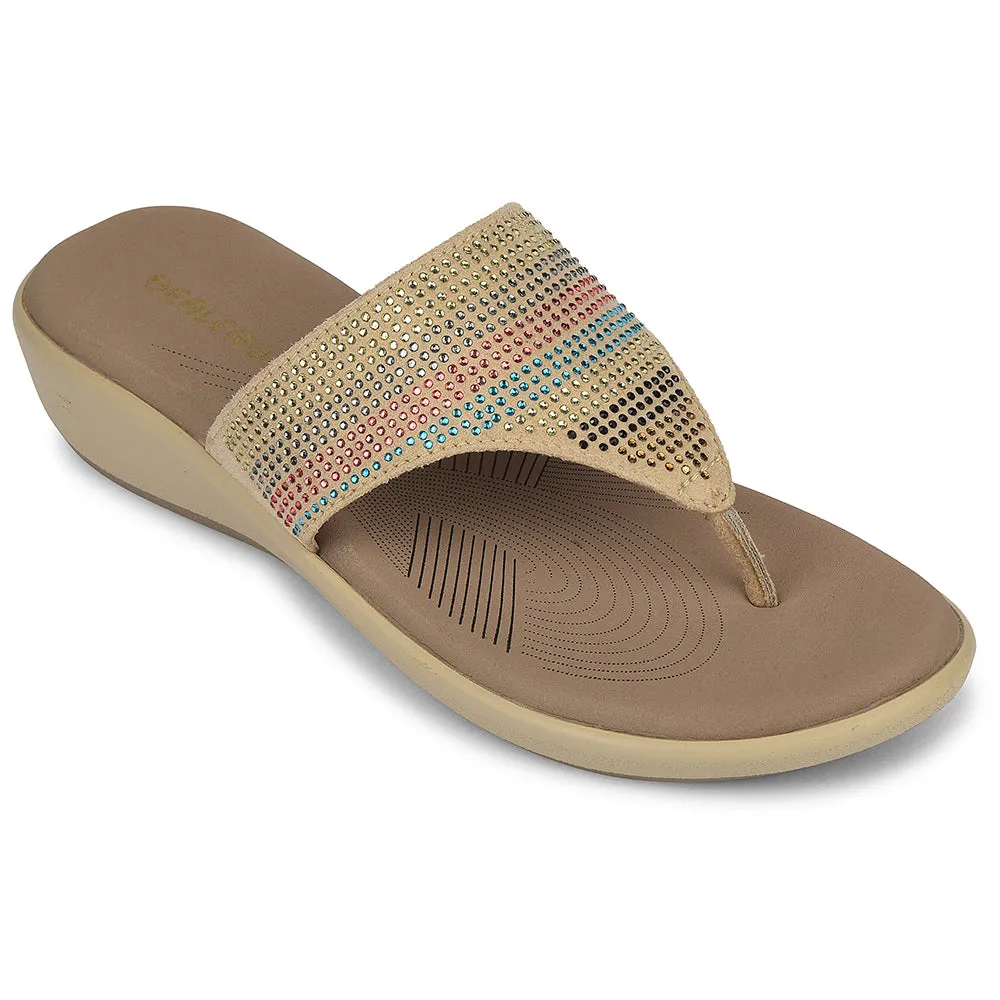 Healers Beige Casual Heeled Sandal For Women JFL-69 By Liberty Sandals Warranty