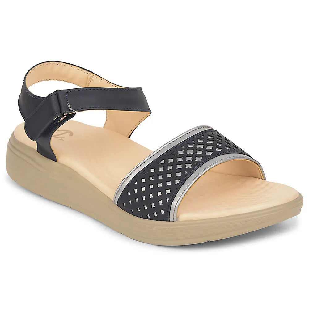 Good Sandals For High Arches Healers Navy Blue Casual Sandal For Women SOFTER-6W By Liberty