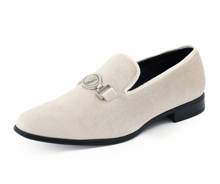 Amali Antonio Men's Cream Suede Elegant Slip On Dress Shoes Cole Haan Comfortable Dress Shoes