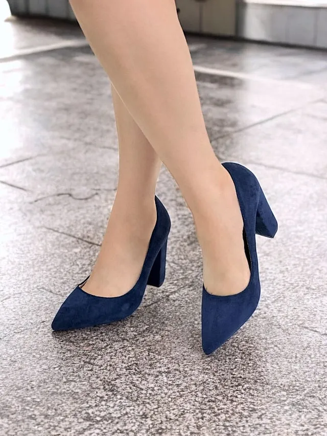 Heels Pointed Suede Toe Block Heel High | Women's Classic