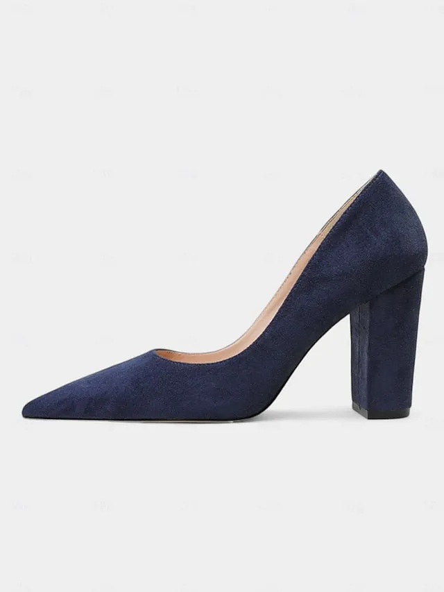 Heels Pointed Suede Toe Block Heel High | Women's Classic