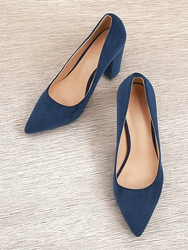 Heels Pointed Suede Toe Block Heel High | Women's Classic