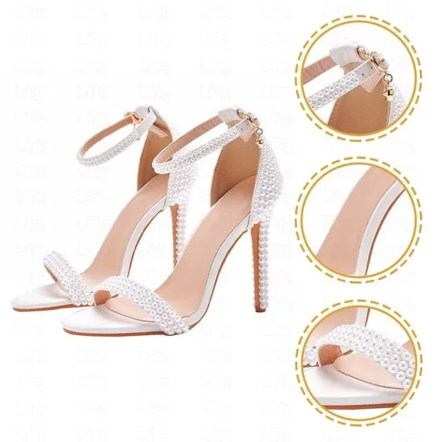 High Elegant Heel Women's Shoes Pearl-Embellished Wedding