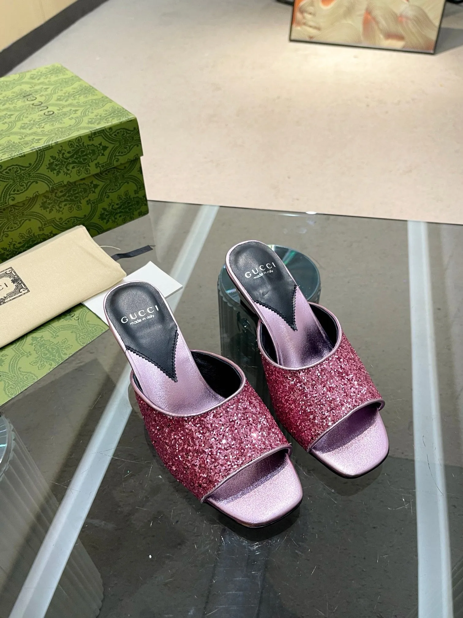 SE1324 Women's Interlocking G Heel Sandal /  Size5-10 Sandals To Wear With Plantar Fasciitis