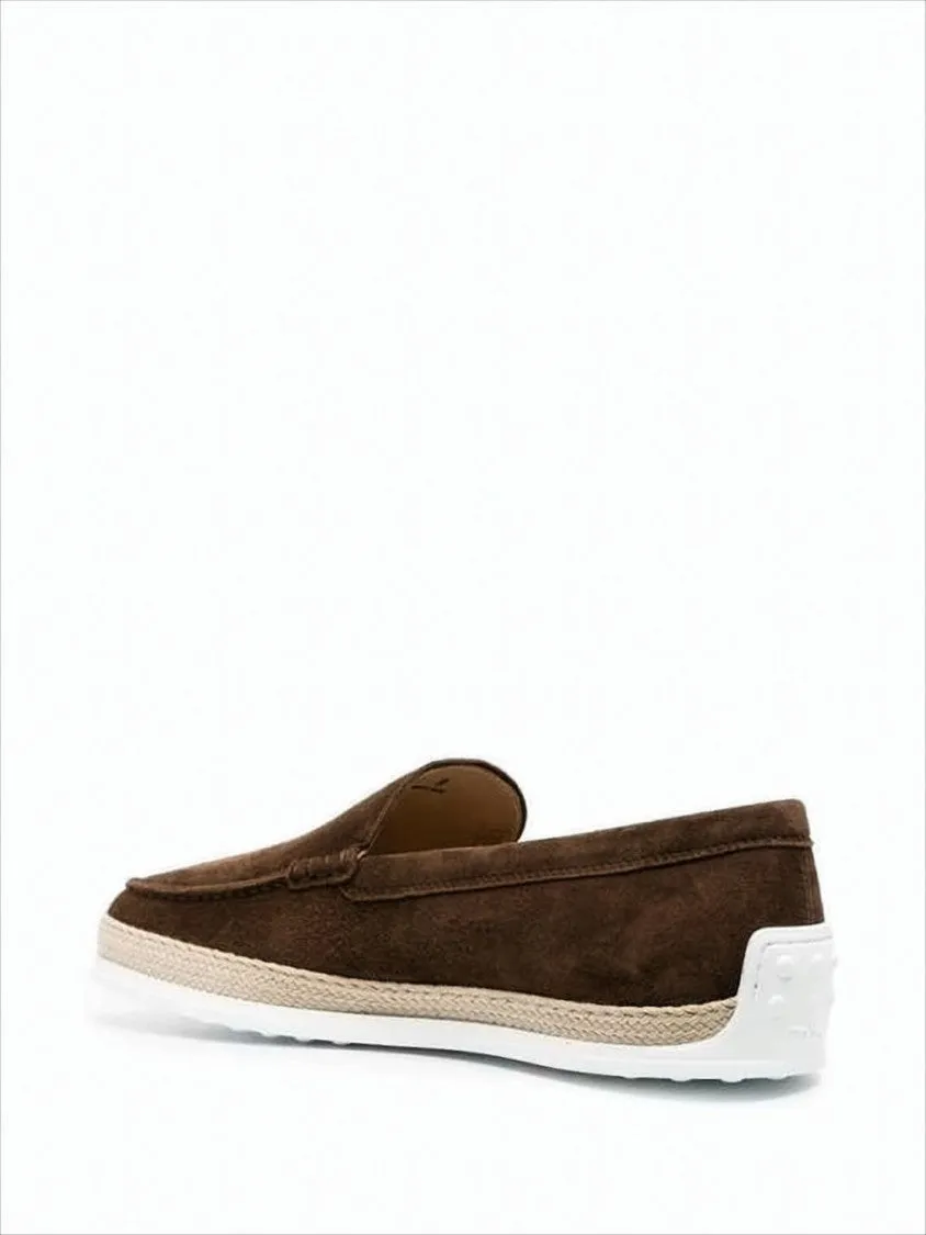 Loafers Slip Off Heel Moccasin-Style Brown Suede Loafers With Textured Grip