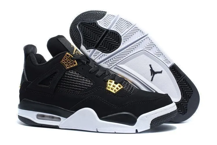 Basketball Shoes 2022 Nike Air Jordan 4 Retro Black White Gold Basketball Men