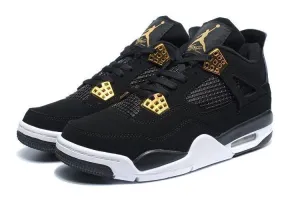 Nike Air Jordan 4 Retro Black White Gold Basketball Men Customize Basketball Shoes