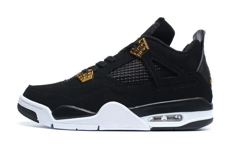 Nike Air Jordan 4 Retro Black White Gold Basketball Men Best Basketball Shoes For A Center