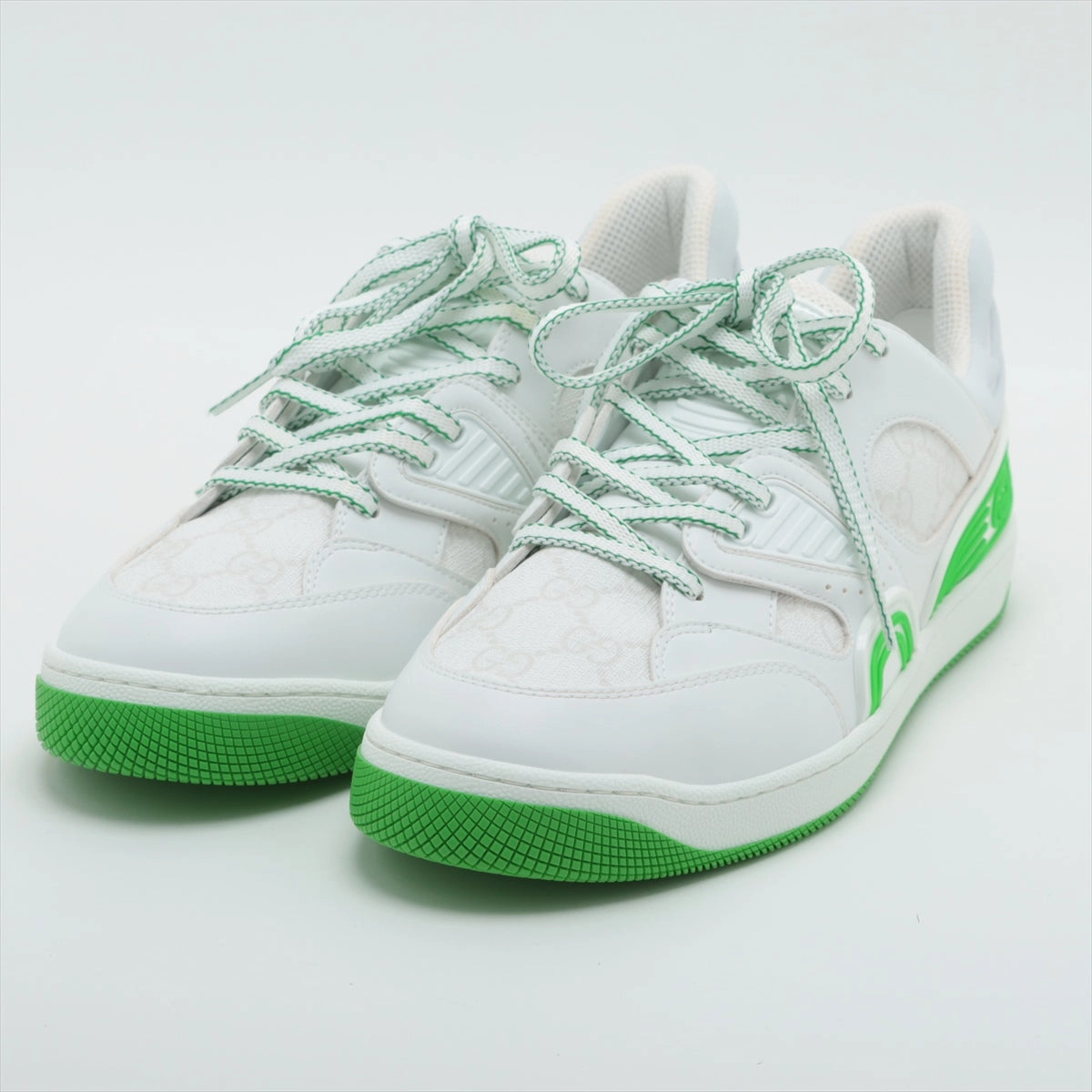 Gucci Basket PVC Leather Trainers 7.5 Men White? Green GG Supreme Rement Rope Box  Bag $30 Basketball Shoes