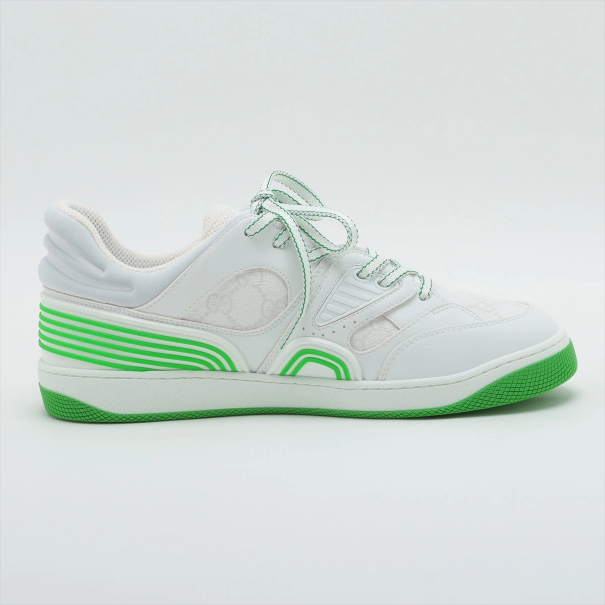 Gucci Basket PVC Leather Trainers 7.5 Men White? Green GG Supreme Rement Rope Box  Bag Best Selling Basketball Shoes 2017