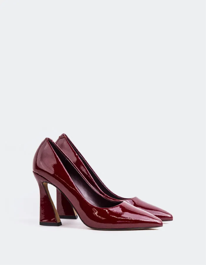 High Heeled Ankle Boots Amanda Burgundy Patent