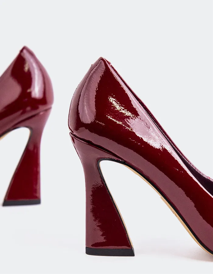 Amanda Burgundy Patent High Heel Synonym
