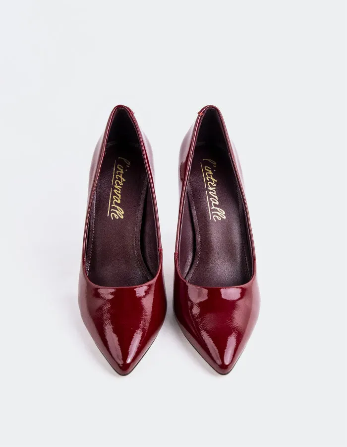 Amanda Burgundy Patent Tennis Shoes That Look Like High Heels