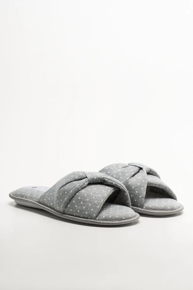 Winter Flat Mtb Shoes Polka Dot Open Toe Slippers Grey