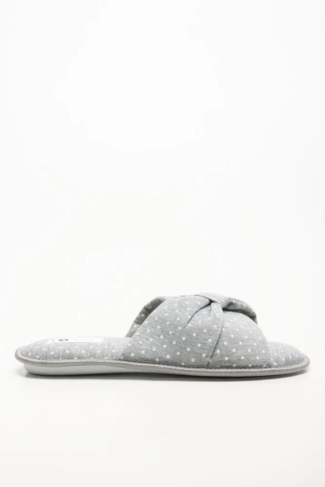 Flat Shoes Ballerina Polka Dot Open Toe Slippers Grey